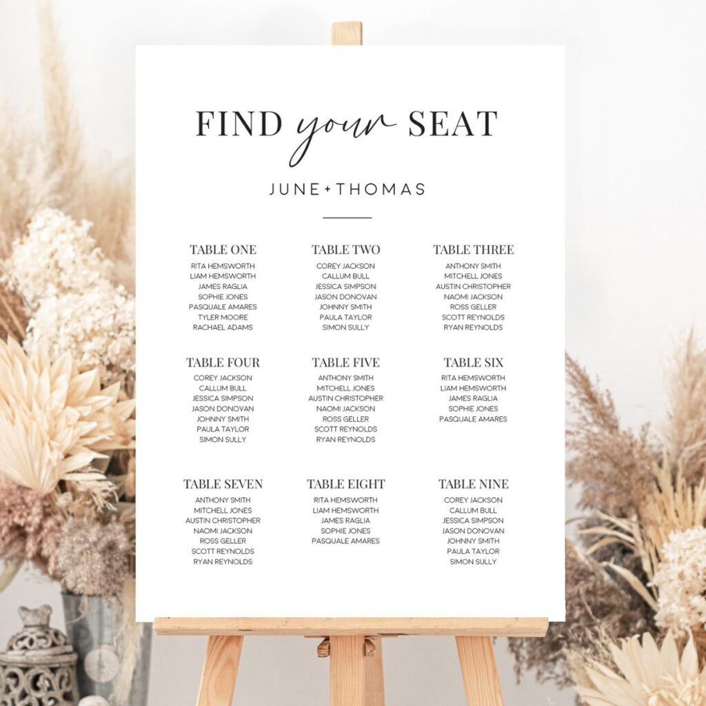 Seating Chart Printing